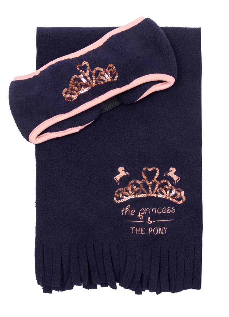 The Princess and The Pony Headband and Scarf Set by Little Rider - Navy/Peach